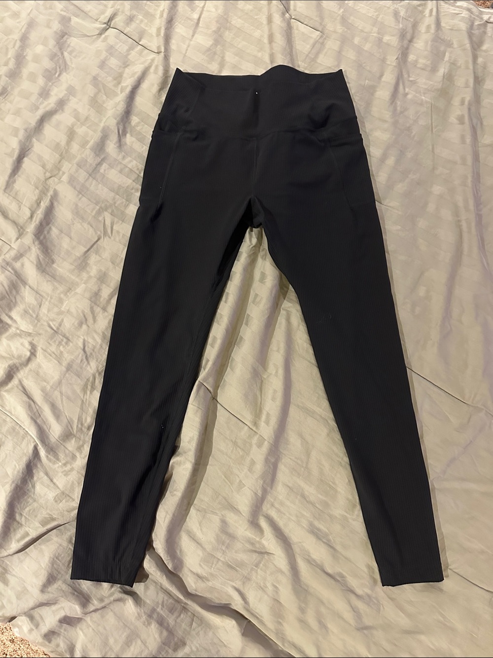 Mondetta Black Ribbed High-Waist Women’s Leggings
